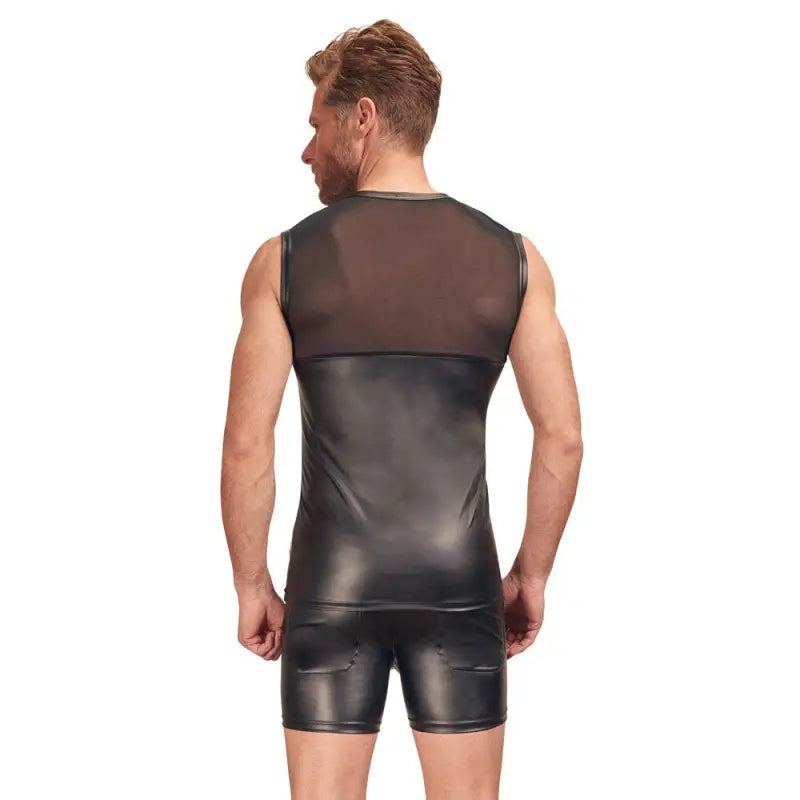 NEK Matte Look Shirt with Chest Harness Black for Ultimate Desires