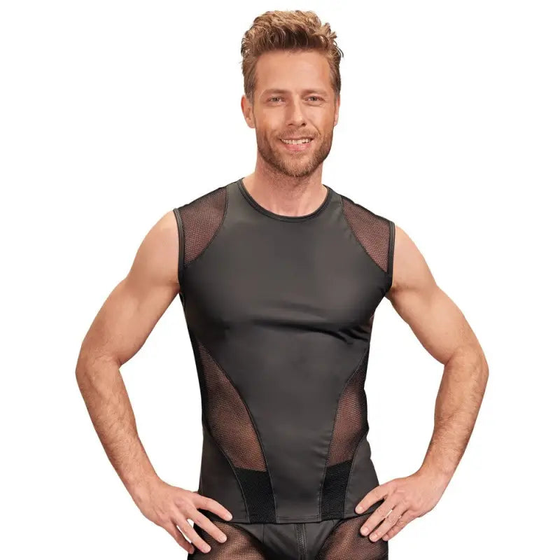 NEK Matte Look Sleeveless Shirt Black with Net Inserts for Extreme Comfort