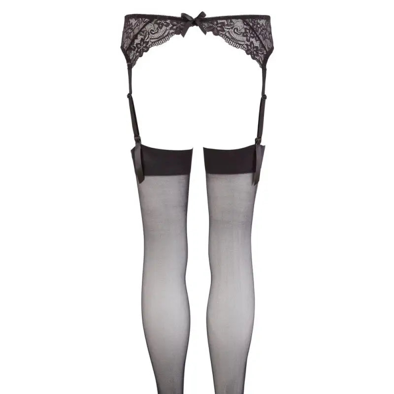 Noxqse Suspender Set Black with Lace Belt and Stockings