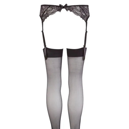 Noxqse Suspender Set Black with Lace Belt and Stockings