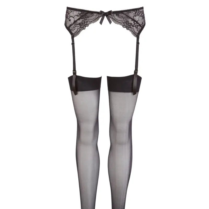 Noxqse Suspender Set Black with Lace Belt and Stockings
