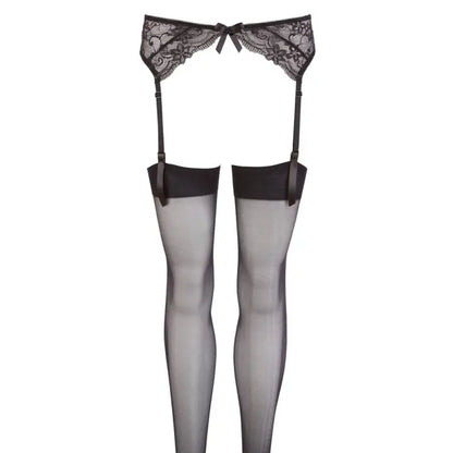 Noxqse Suspender Set Black with Lace Belt and Stockings
