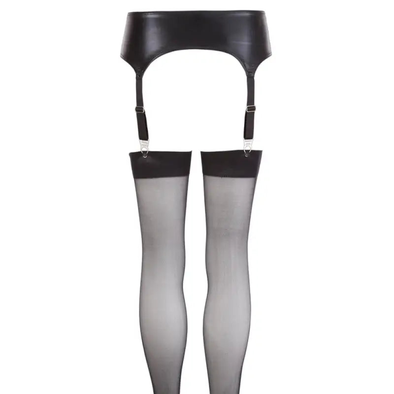 NOXQSE Wet Look Suspender Belt with Metal Clips and Straps