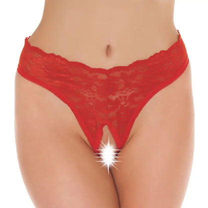 Red Lace Open Crotch G-String for Ultimate Pleasure