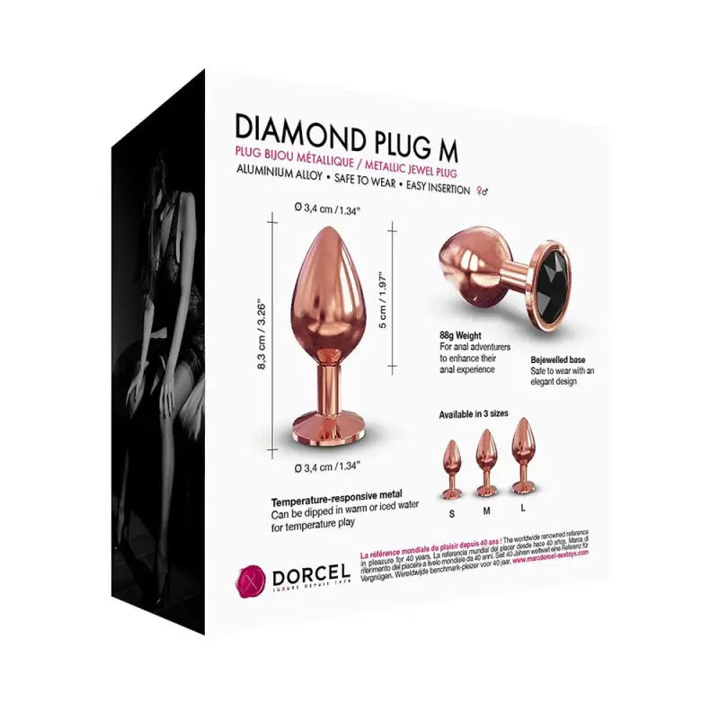 Rose Gold Medium Dorcel Diamond Butt Plug for Anal Pleasure