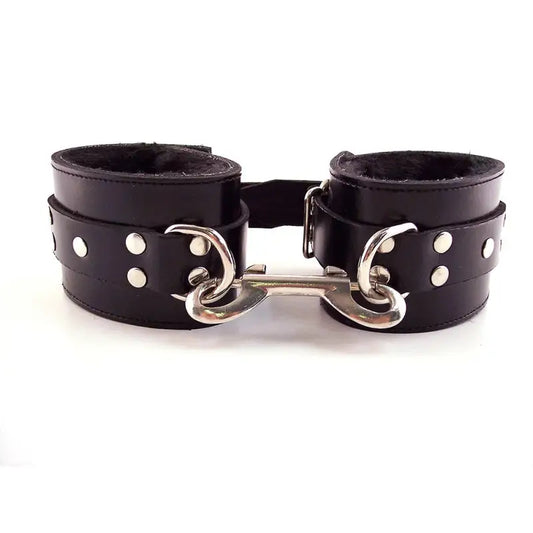 Rouge Garments Black Fur Wrist Cuffs for Enhanced Sensual Play