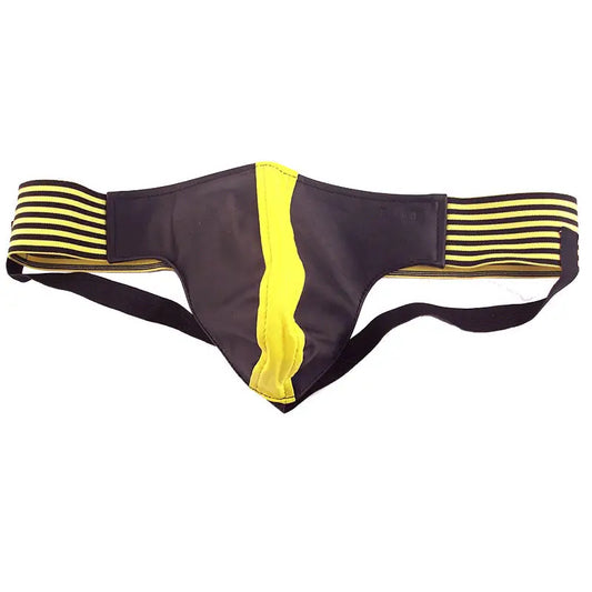 Rouge Garments Jock Black and Yellow with Sporty Leather Stripes