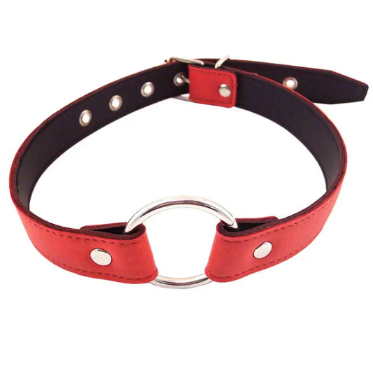 Rouge Garments O Ring Gag Red with Adjustable Leather Strap