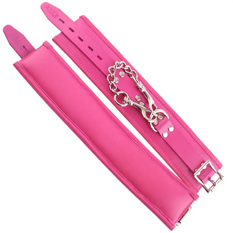 Rouge Garments Padded Pink Ankle Cuffs for Restraint and Bondage