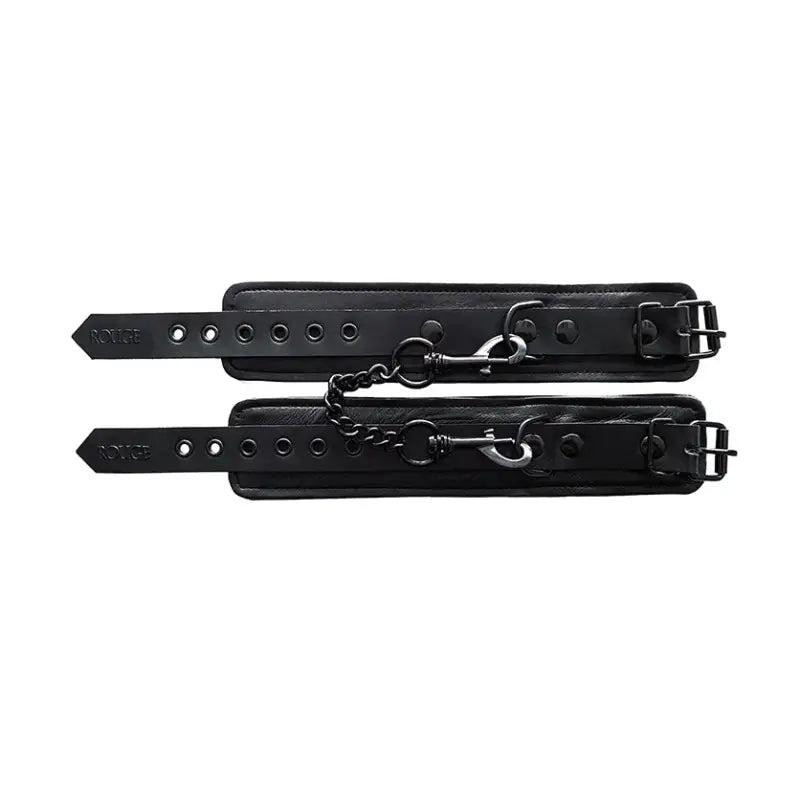 Rouge Garments Plain Black Wrist Cuffs for Ultimate Bondage Enjoyment