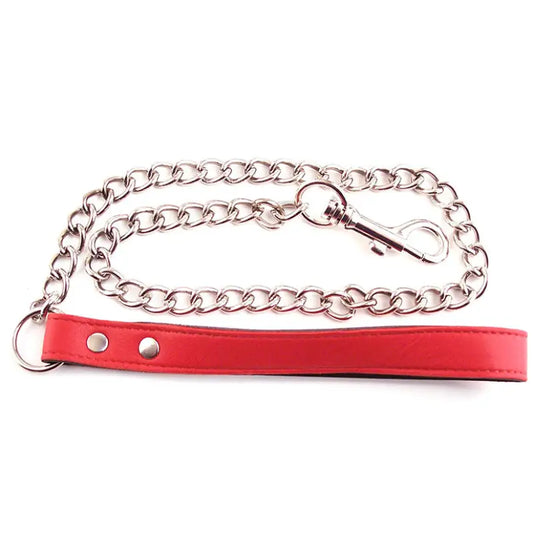 Rouge Garments Red Lead Leather Restraint with Metal Chain