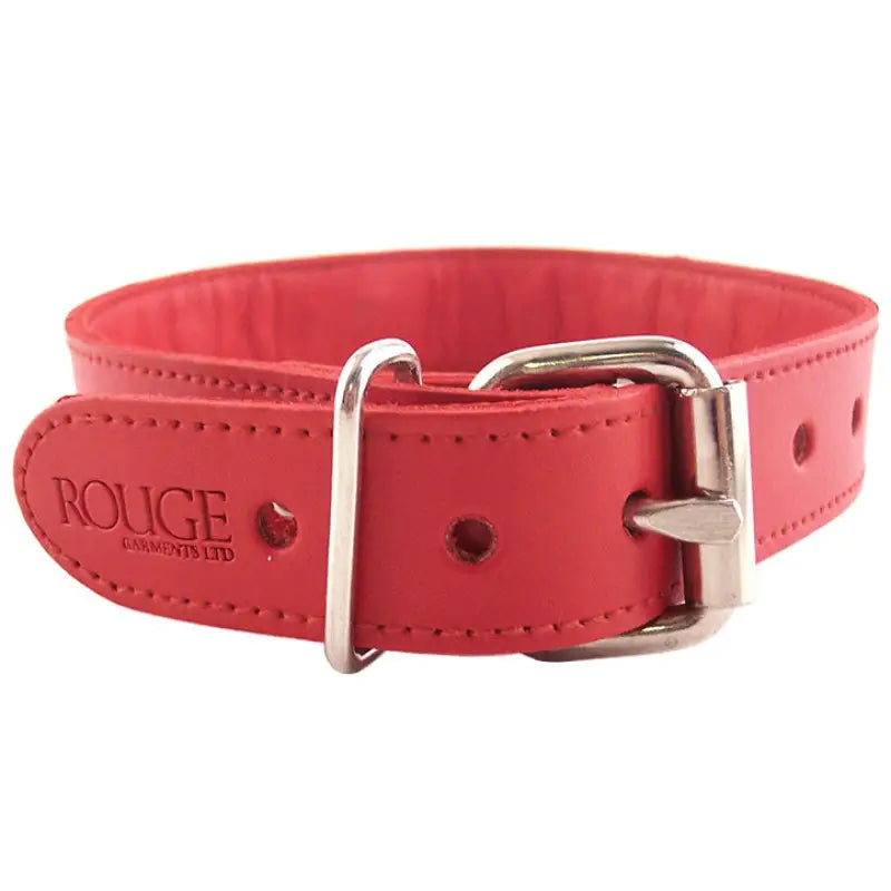 Rouge Garments Red Studded O-Ring Collar for Bondage Gear