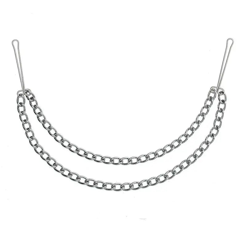 Silver Nipple Clamps with Double Chain for Enhanced Sensation