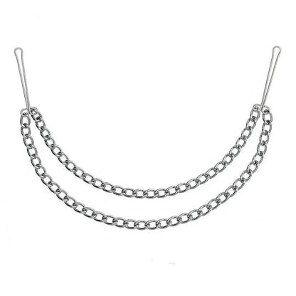 Silver Nipple Clamps with Double Chain for Enhanced Sensation