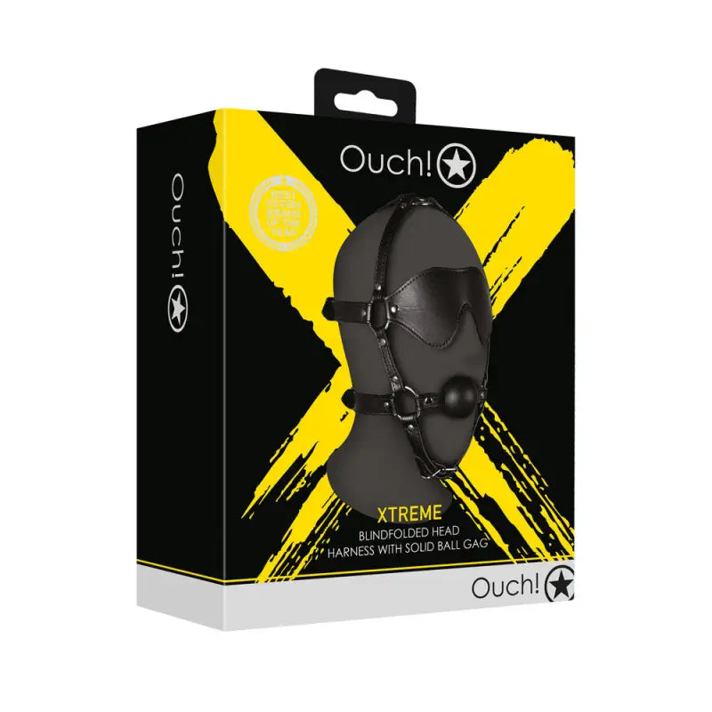 Solid Ball Gag and Ouch Xtreme Blindfolded Masks for Bondage Play