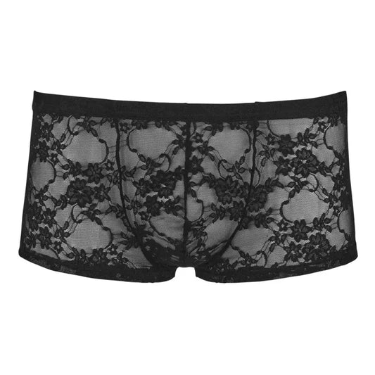 Svenjoyment Lacey Boxer Briefs in Floral Lace and Transparent Design