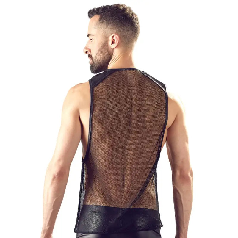 Svenjoyment Mens Black Net Shirt for Dark Parties