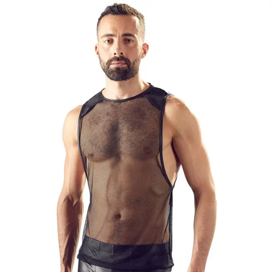 Svenjoyment Mens Black Net Shirt for Dark Parties