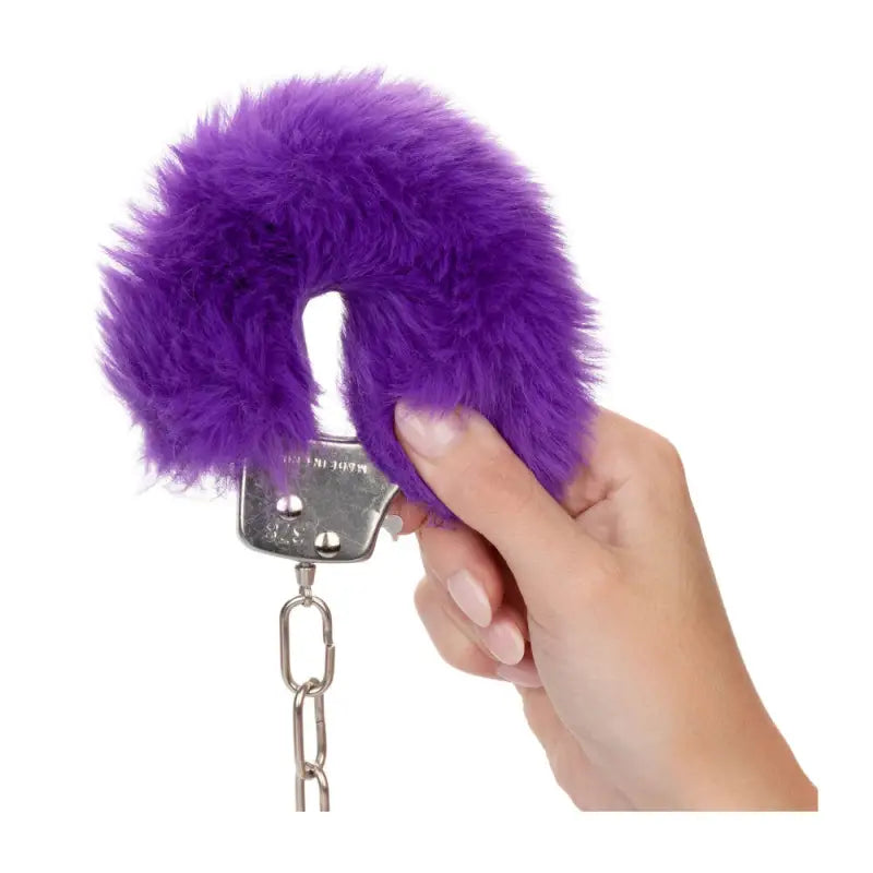 Ultra Fluffy Furry Cuffs in Purple for Comfortable Bondage Play