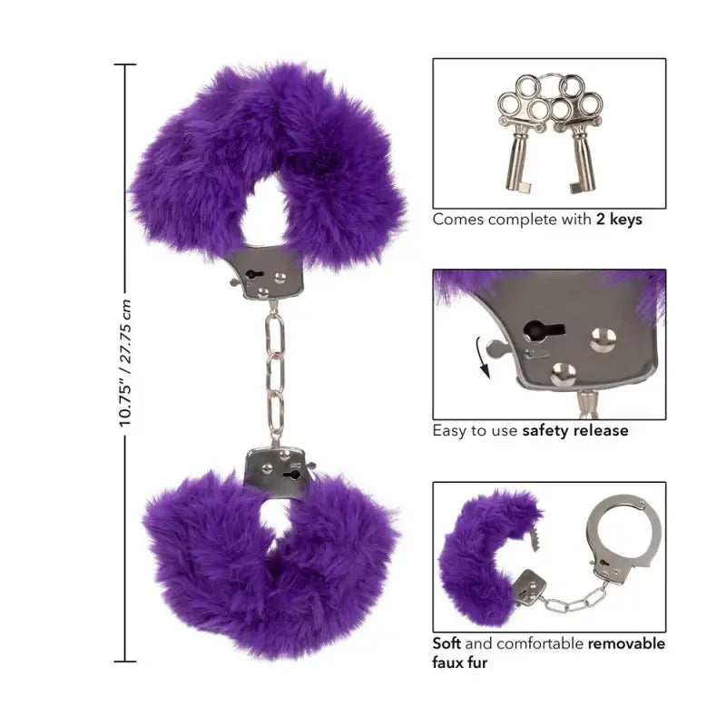Ultra Fluffy Furry Cuffs in Purple for Comfortable Bondage Play