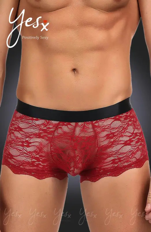 Unleash Confidence with YesX YX976 Mens Seductive Red Sheer Boxer Briefs