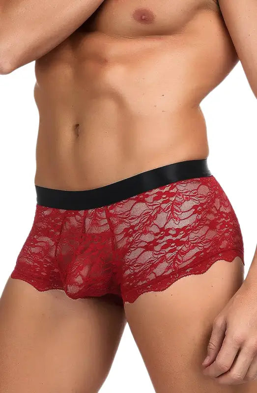 Unleash Confidence with YesX YX976 Mens Seductive Red Sheer Boxer Briefs