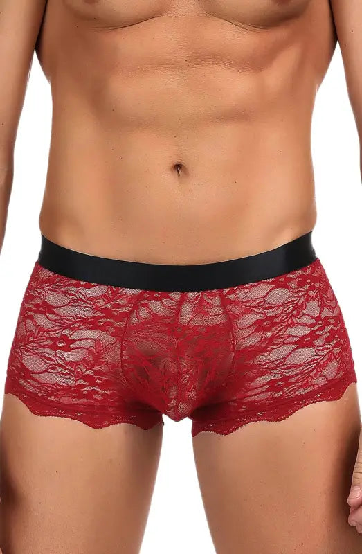 Unleash Confidence with YesX YX976 Mens Seductive Red Sheer Boxer Briefs