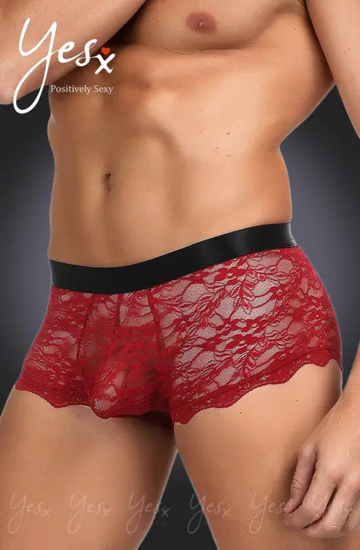 Unleash Confidence with YesX YX976 Mens Seductive Red Sheer Boxer Briefs