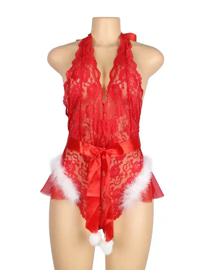 Unwrap Desire with the YX874Q Christmas Sexy Halter Neck Teddy