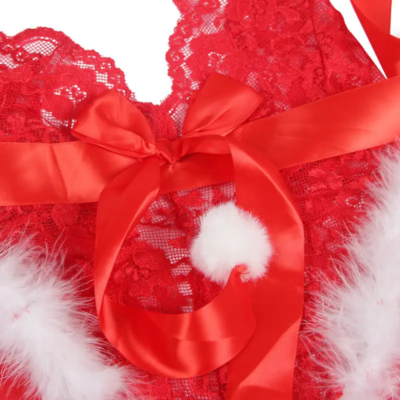 Unwrap Desire with the YX874Q Christmas Sexy Halter Neck Teddy