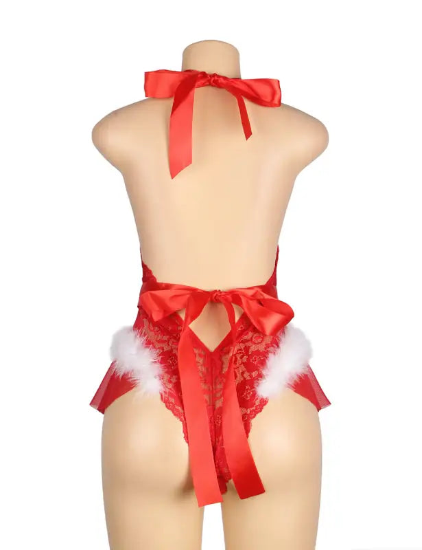Unwrap Desire with the YX874Q Christmas Sexy Halter Neck Teddy