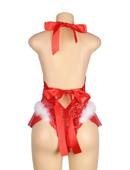 Unwrap Desire with the YX874Q Christmas Sexy Halter Neck Teddy