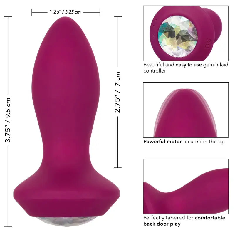 Vibrating Crystal Probe Petite Power Gem Butt Plug for Anal Pleasure