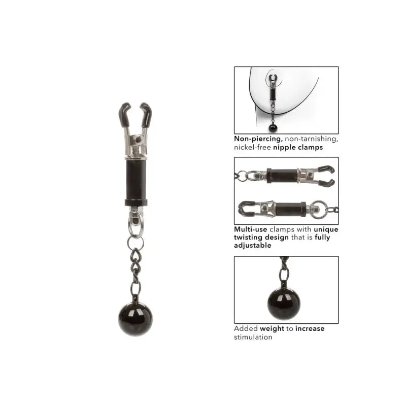 Weighted Twist Nipple Clamps for Body Jewellery Enjoyment