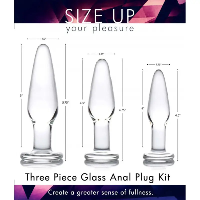 XR Dosha 3 Piece Glass Anal Plug Kit for Ultimate Pleasure Experience
