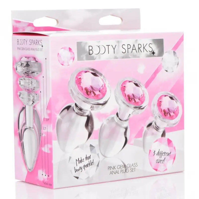 XR Pink Gem Glass Anal Plug Set for Ultimate Sensation and Elegance