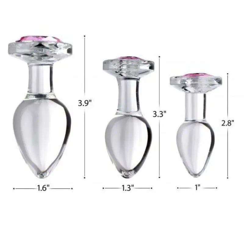 XR Pink Gem Glass Anal Plug Set for Ultimate Sensation and Elegance