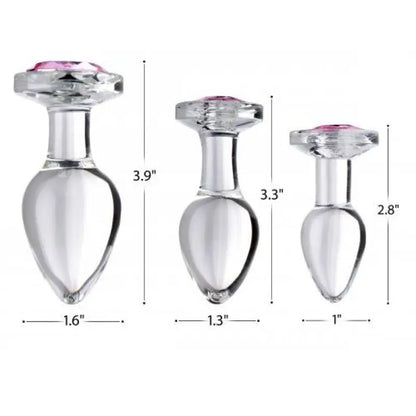 XR Pink Gem Glass Anal Plug Set for Ultimate Sensation and Elegance