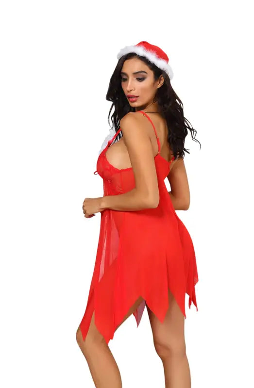 YesX YX947 3PC Red Babydoll for a Perfect Festive Fantasy Experience