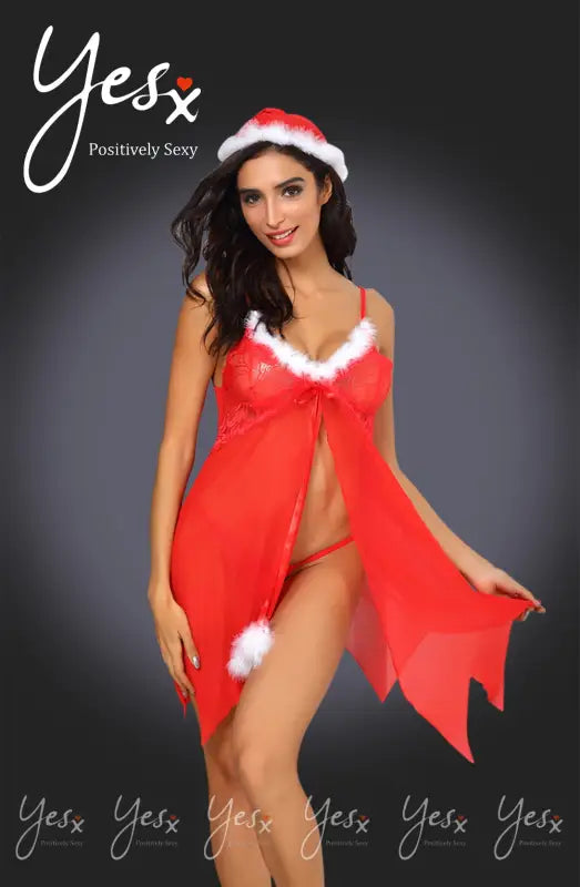 YesX YX947 3PC Red Babydoll for a Perfect Festive Fantasy Experience