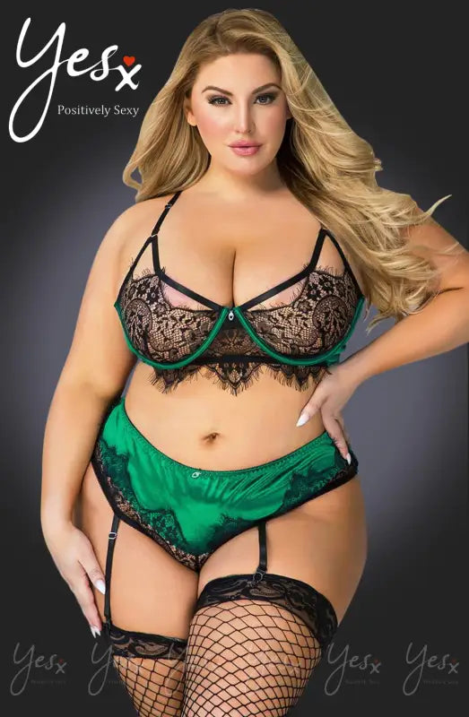 YesX YX957Q Black Emerald Bra Set for Seductively Elegant Luxury