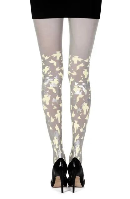 Zohara Confetti Grey Tights with Festive Yellow Confetti Print