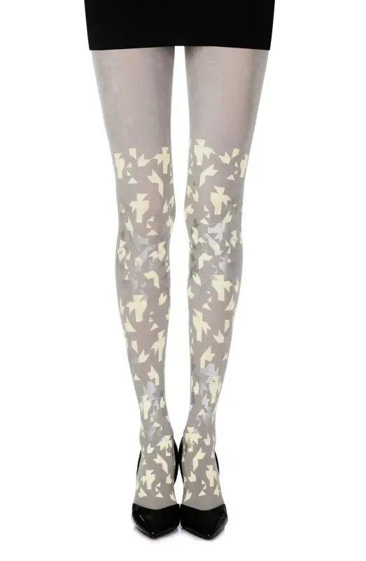 Zohara Confetti Grey Tights with Festive Yellow Confetti Print