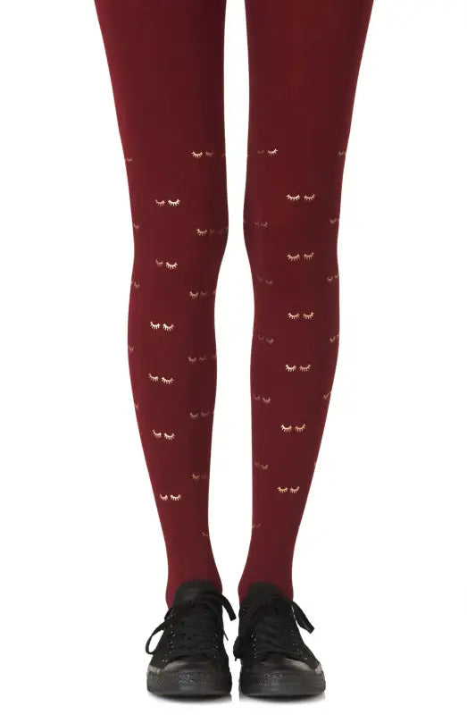 Zohara Daydreaming Burgundy Print Tights for Ultimate Style and Comfort