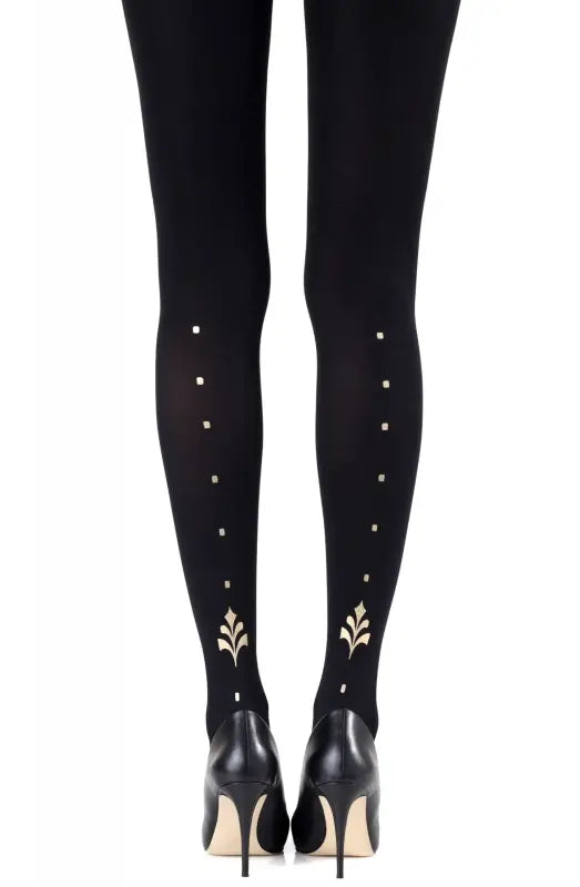 Zohara Dot Calm Gold Print Tights for Effortless Sensual Style