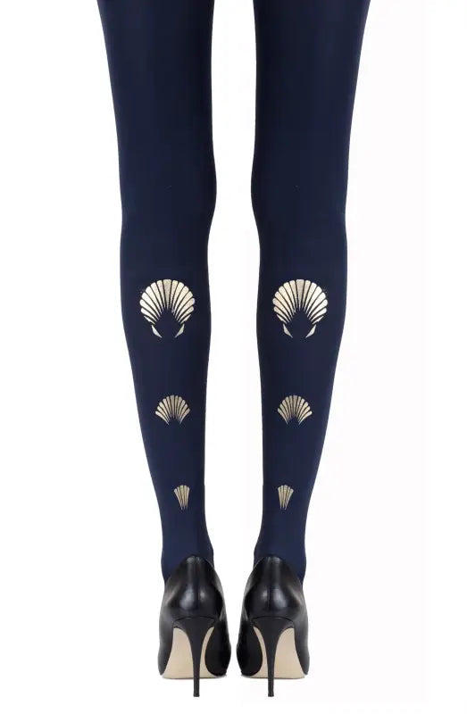 Zohara Gold Print Tights with Unique Two-Sided Shell Graphics