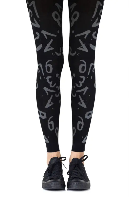 Zohara Lucky Number Light Grey Print Footless Tights for Ultimate Comfort
