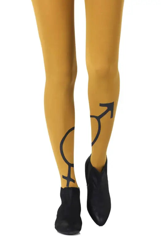 Zohara Mars + Venus Black Print Tights for Harmonious Luxury and Comfort